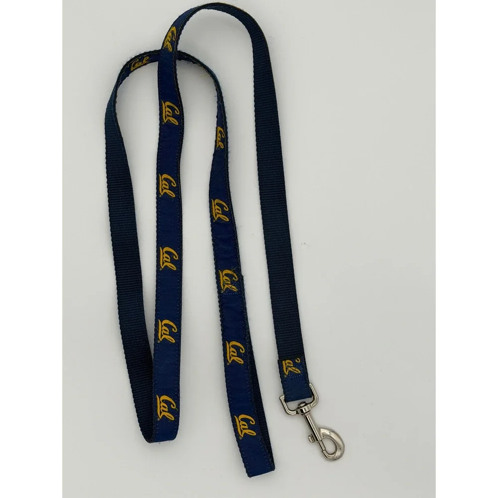 Cal Berkeley University Golden Bears Dog Leash Navy Blue Yellow Script Logo 6ft
